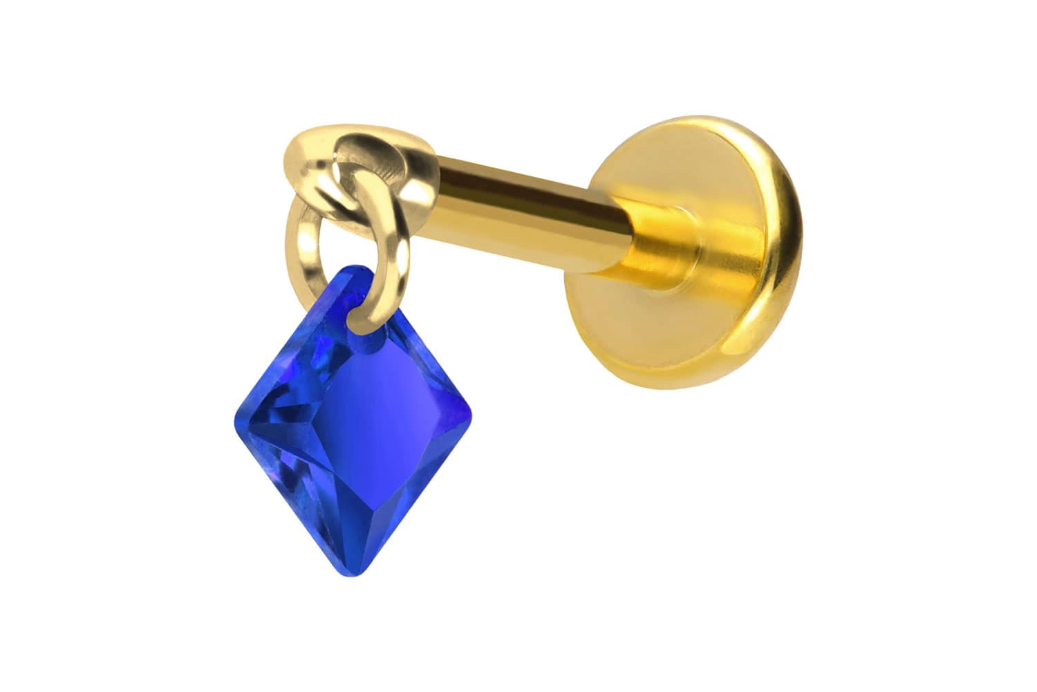 Titan Labret Piercing mit Push Fit KRISTALLQUADRAT